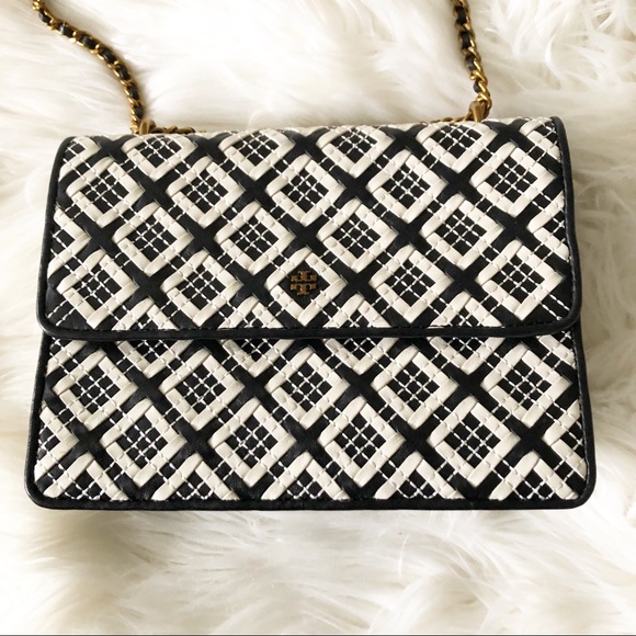 Tory Burch Robinson Woven Leather Shoulder Bag - Picture 9 of 11